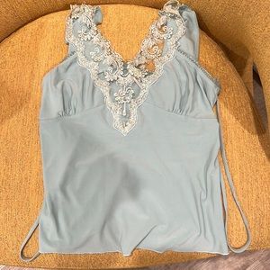 Aqua blue laced tie top